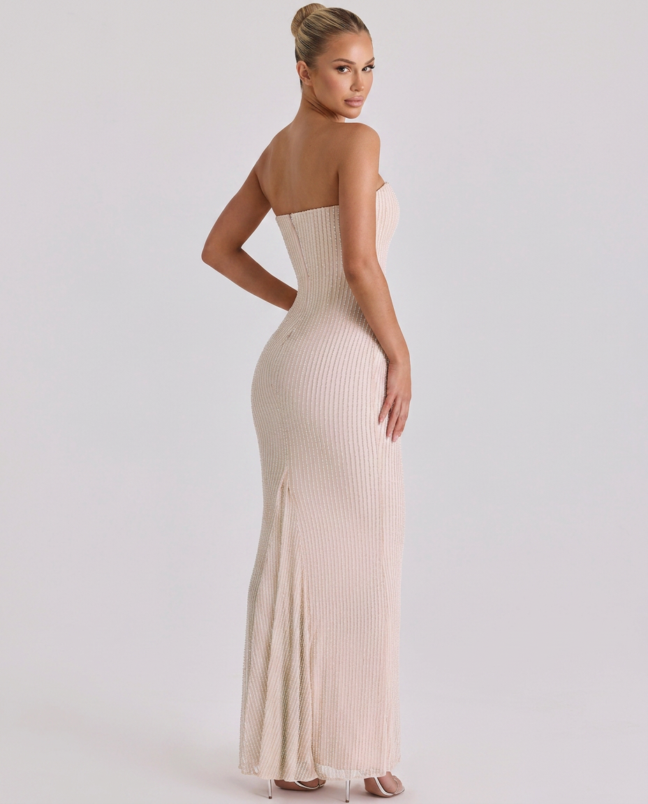 Billie | Beaded Strapless Maxi Dress with Corset