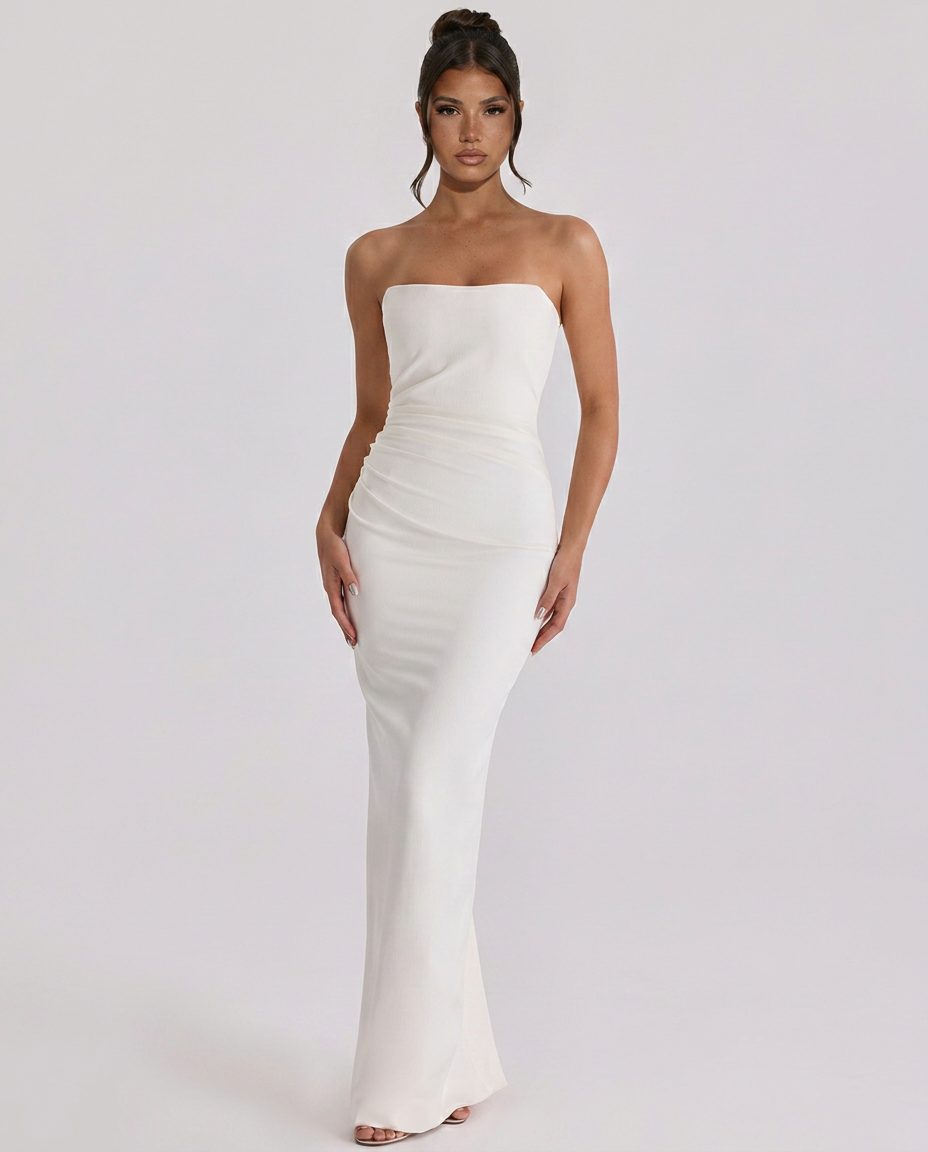 Bettie | Strapless Maxi Dress with Draped Detail