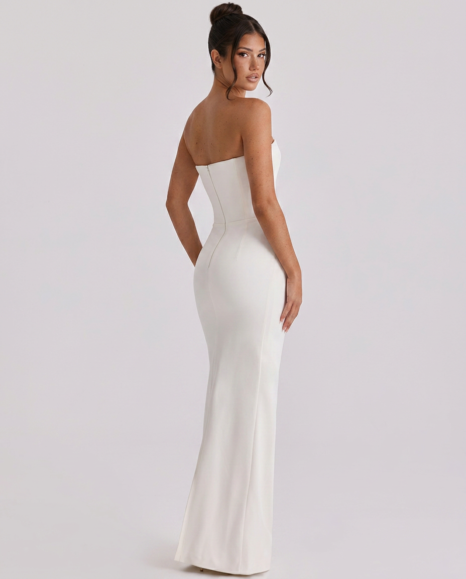 Bettie | Strapless Maxi Dress with Draped Detail