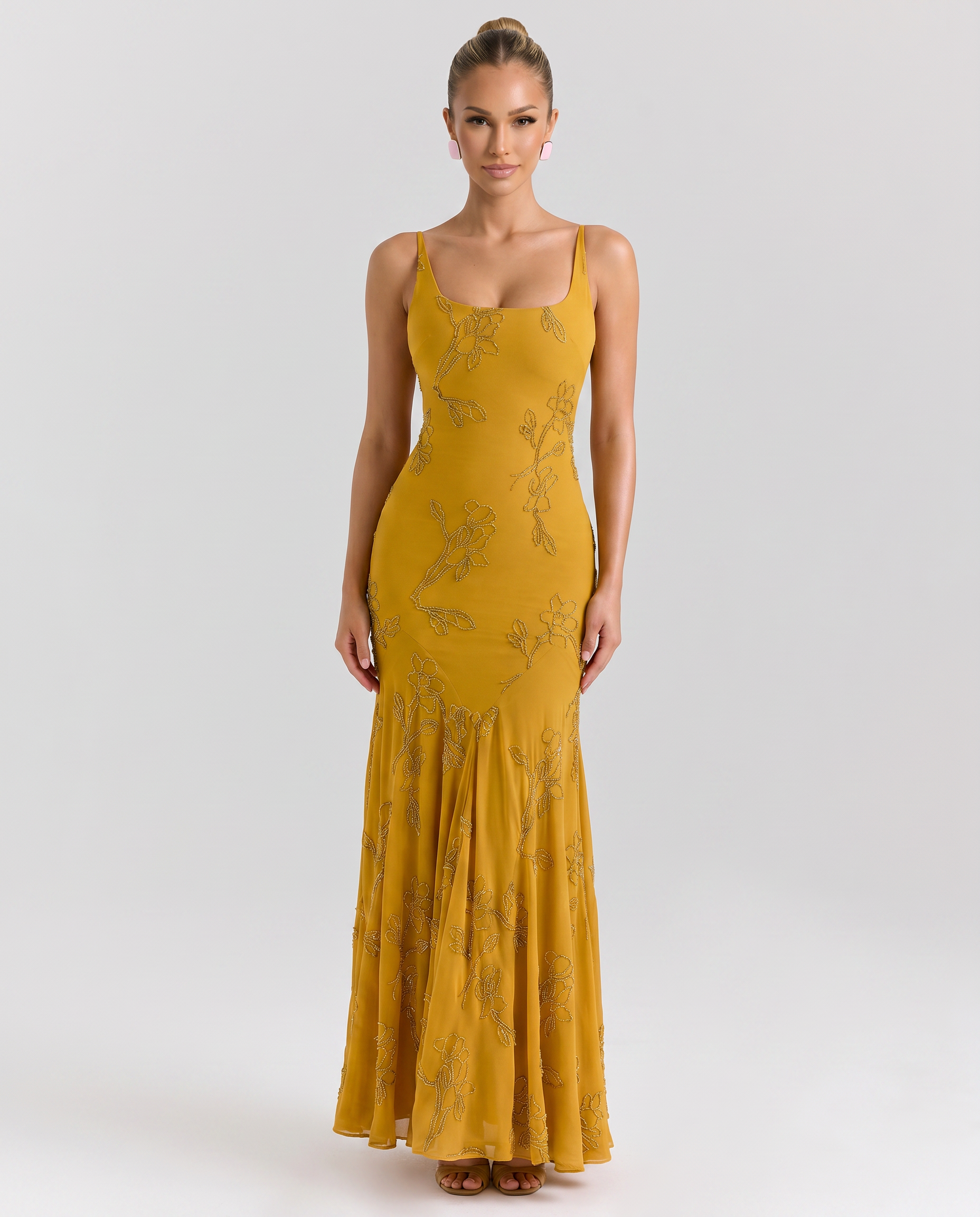 Evie | Maxi Dress with Beaded Embellishment and Lace-Up Back