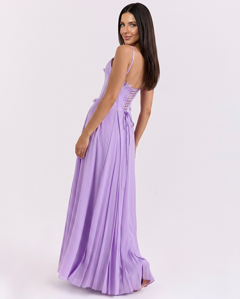 Lilia | Corset Lace-Up Maxi Dress with Butterfly Detail