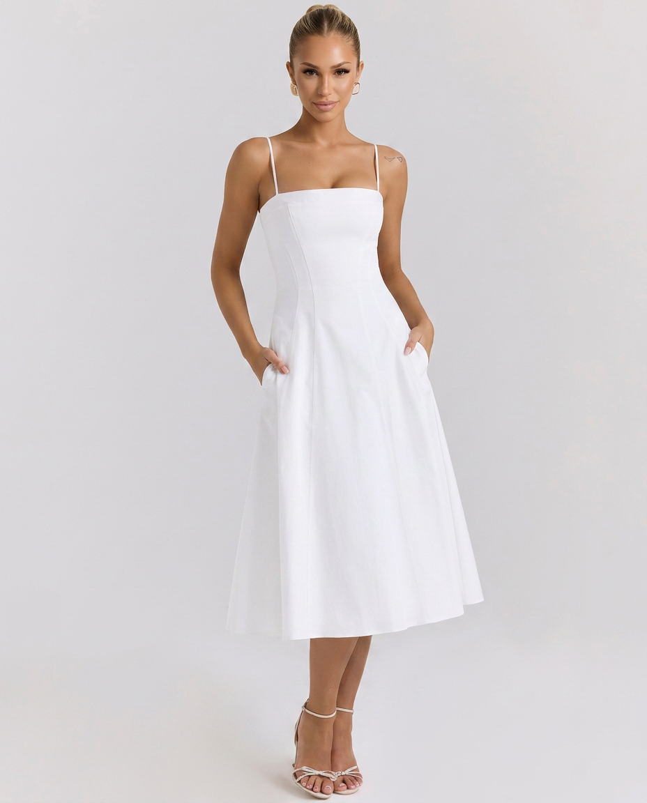 Norma | A-Line Midi Sundress with Pockets