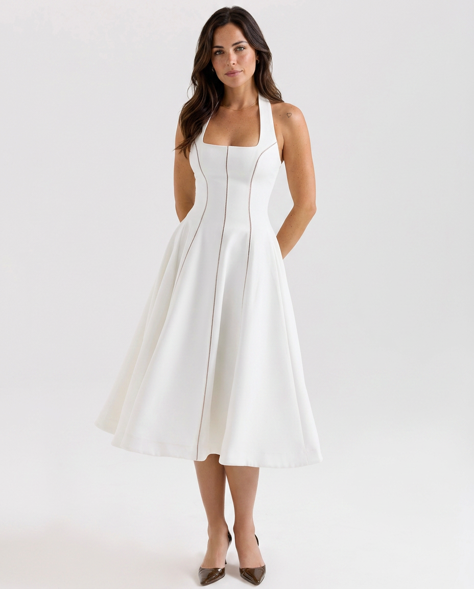square neck halter midi dress KIANA DRESS - SQUARE NECK HALTER MIDI LENGTH DRESS