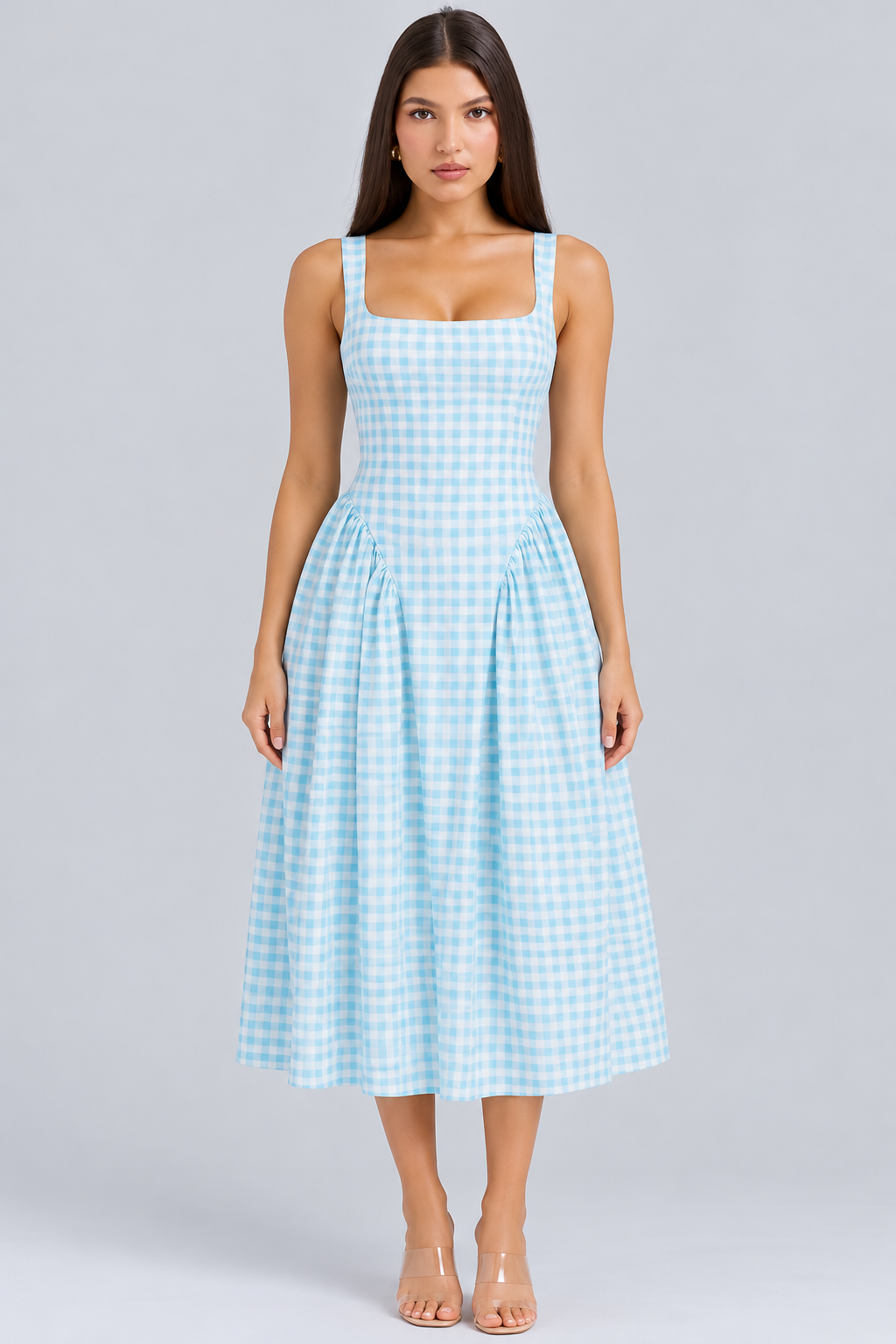 Lorna | Cotton Midi Sundress with Gathered Skirt