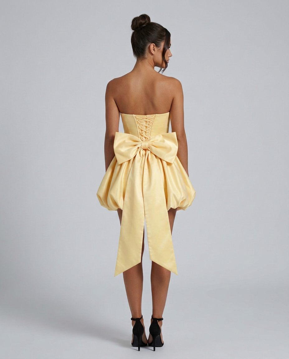 Lora | Strapless Mini Dress with Detachable Bow Detail