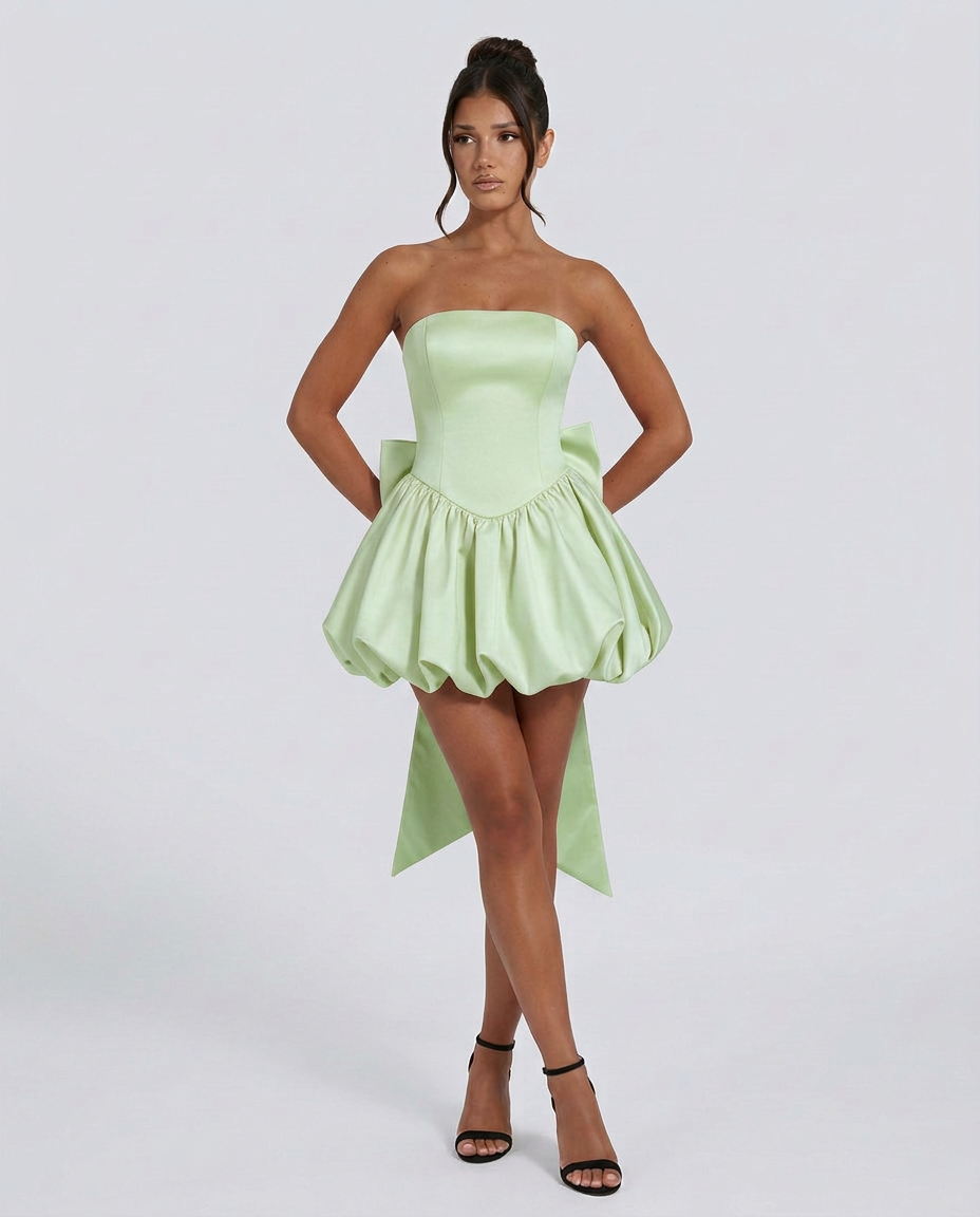 Lora | Strapless Mini Dress with Detachable Bow Detail