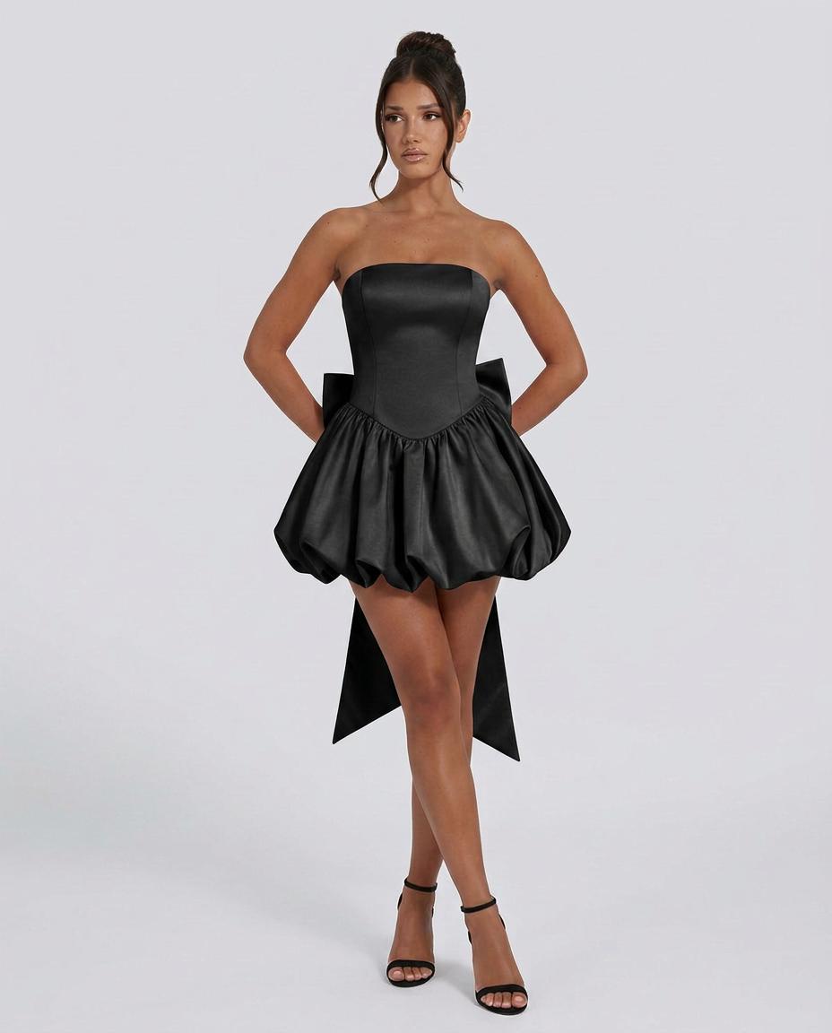 Lora | Strapless Mini Dress with Detachable Bow Detail