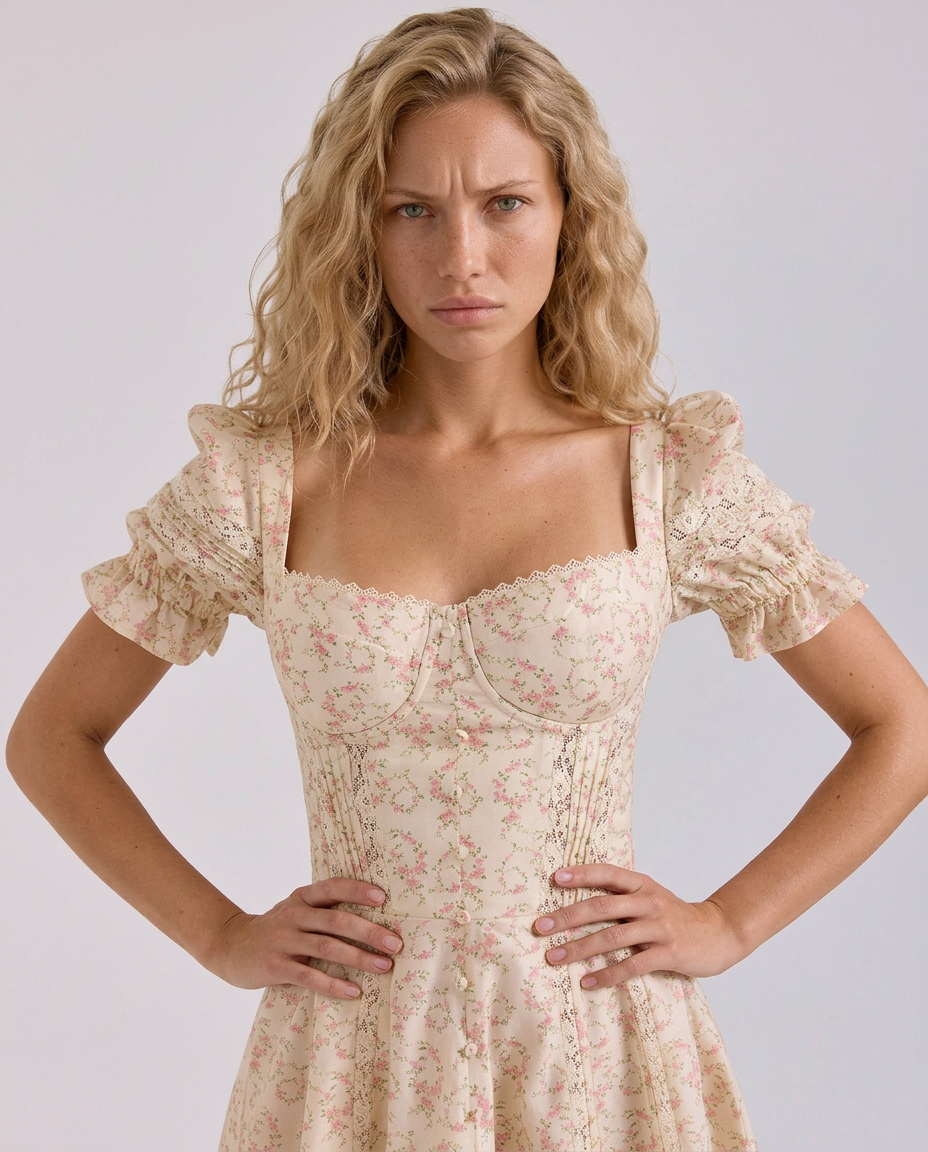 Lelia | Floral Puff Sleeve Mini Dress with Ruffle Hem