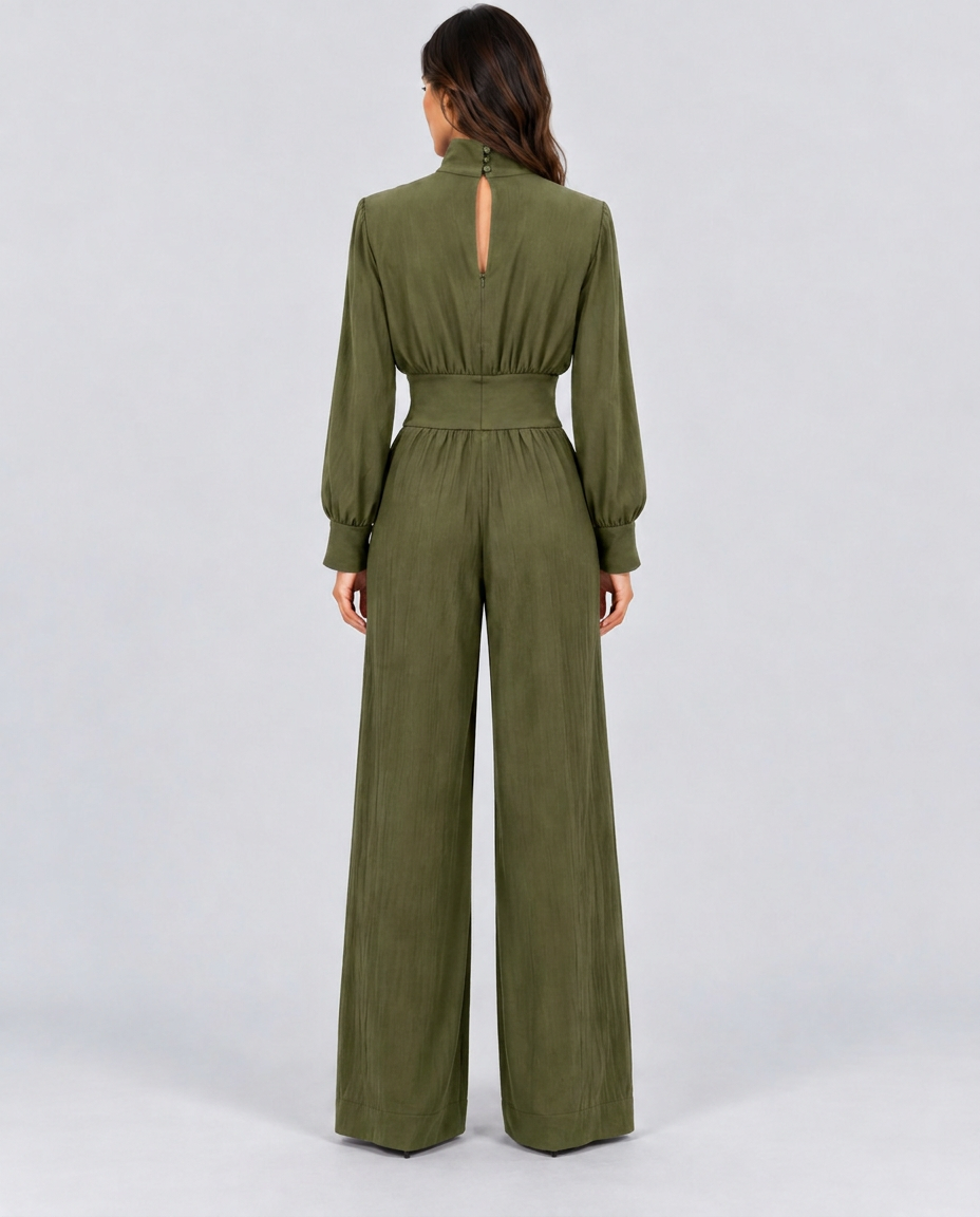 Melva | Turtleneck Wide-Leg Knit Jumpsuit