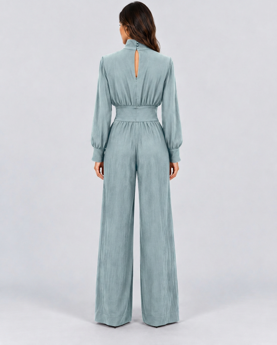 Melva | Turtleneck Wide-Leg Knit Jumpsuit