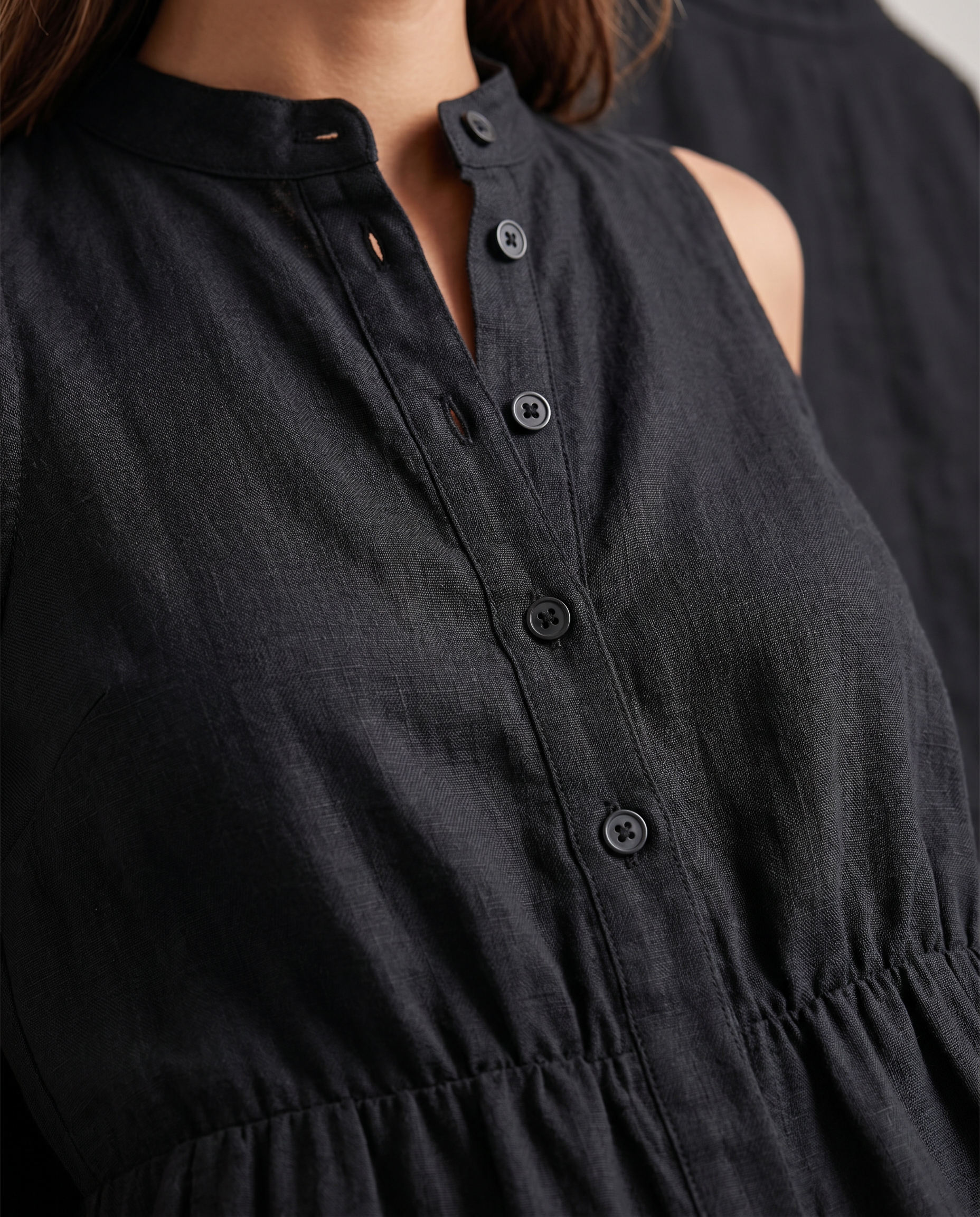 Renee | Sleeveless Button-Up Linen-Blend Jumpsuit