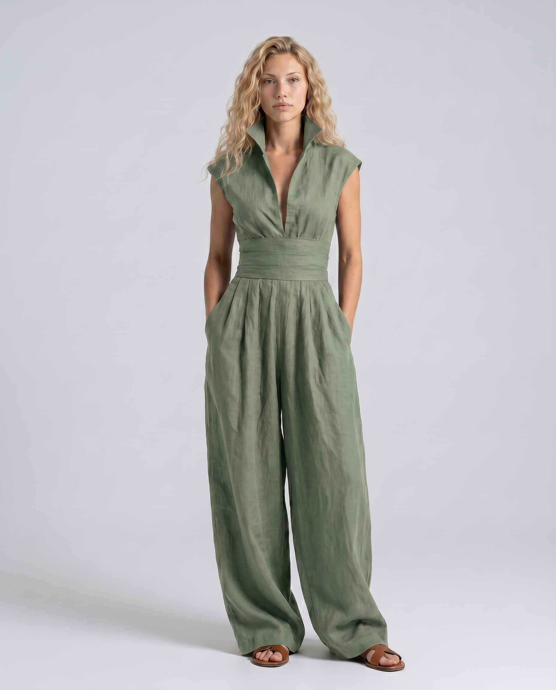 Rhoda | Linen-Blend Wide-Leg Jumpsuit