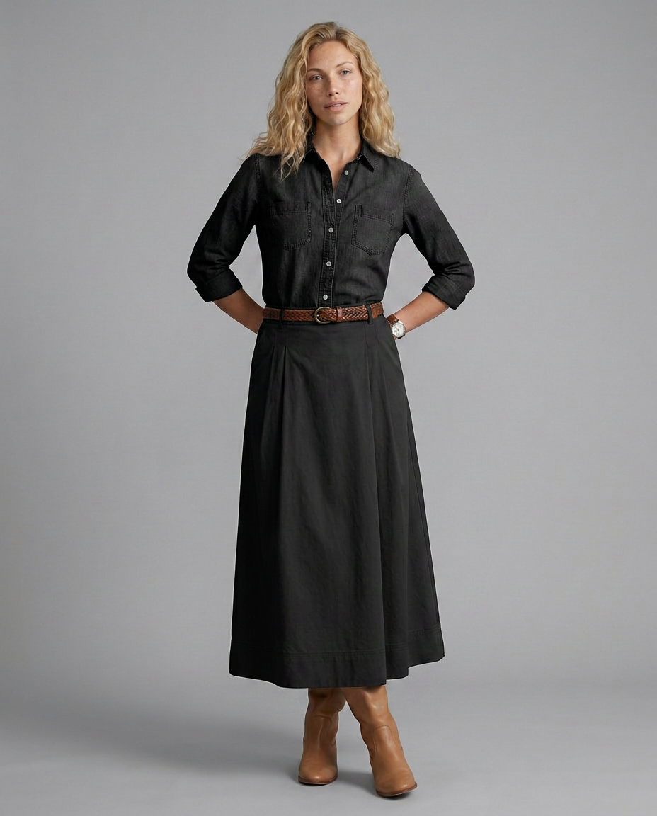 Natalia | A-Line Maxi Skirt in Cotton Blend