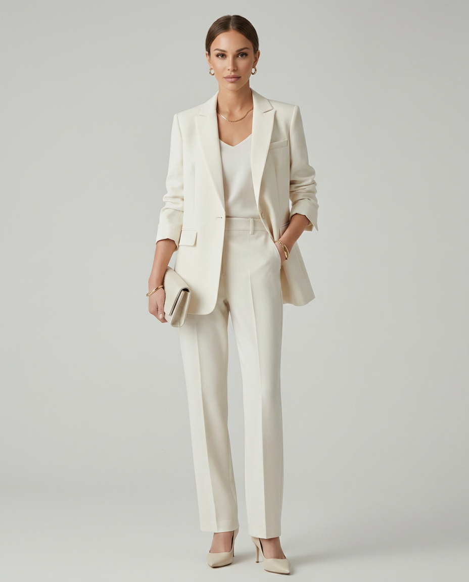 Elise | Blazer Set with Straight-Leg Trousers