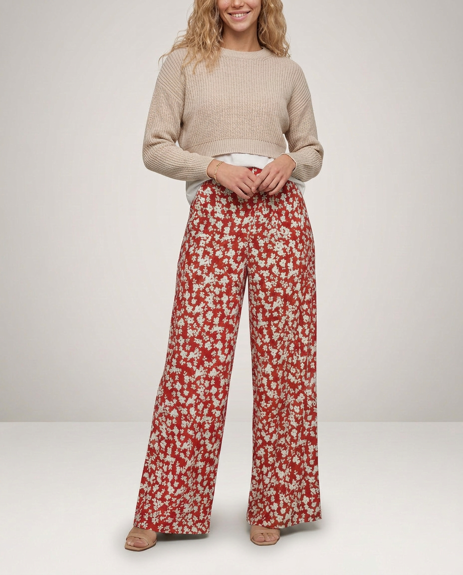 Vonda | Palazzo Trousers with Floral Print