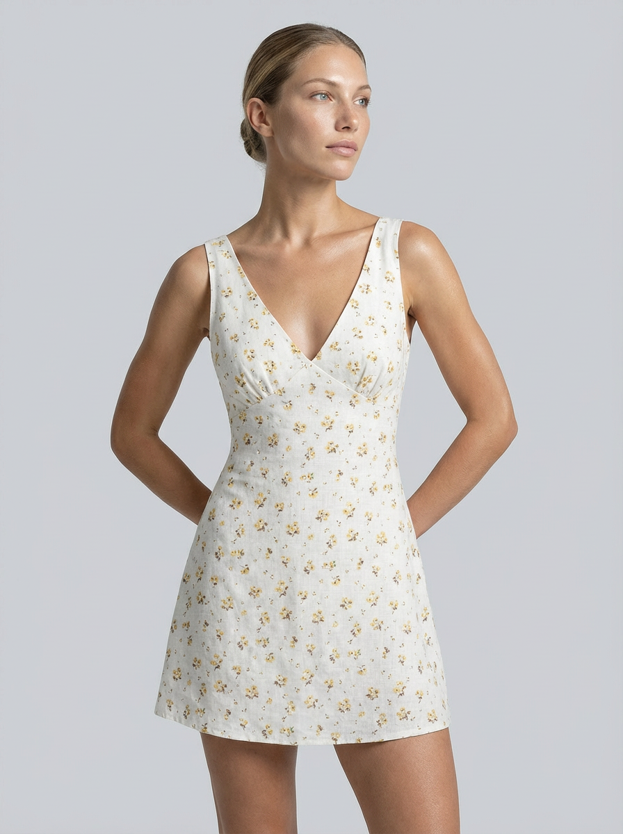 Léonie | Cotton Mini Dress with Floral Print