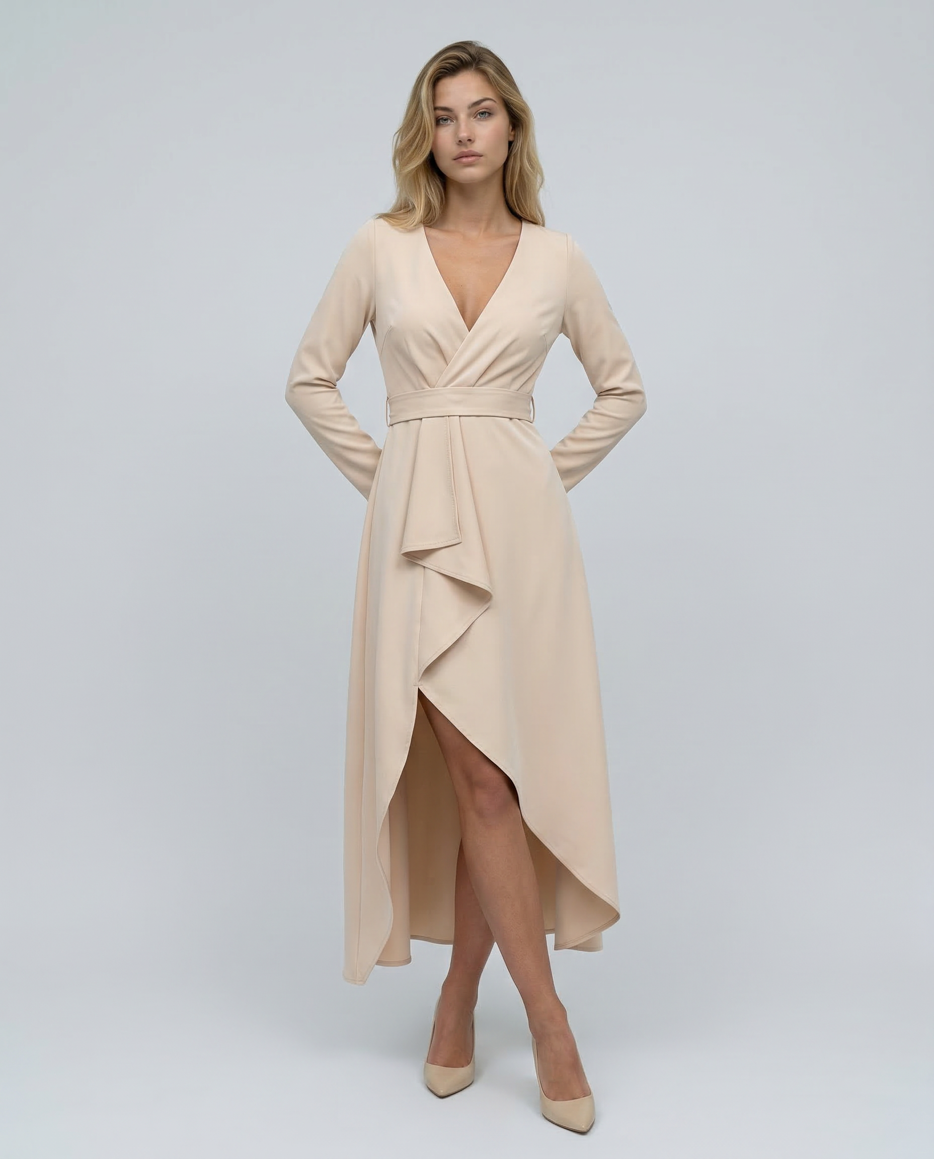 Charlotte | Wrap Midi Dress with Long Sleeves