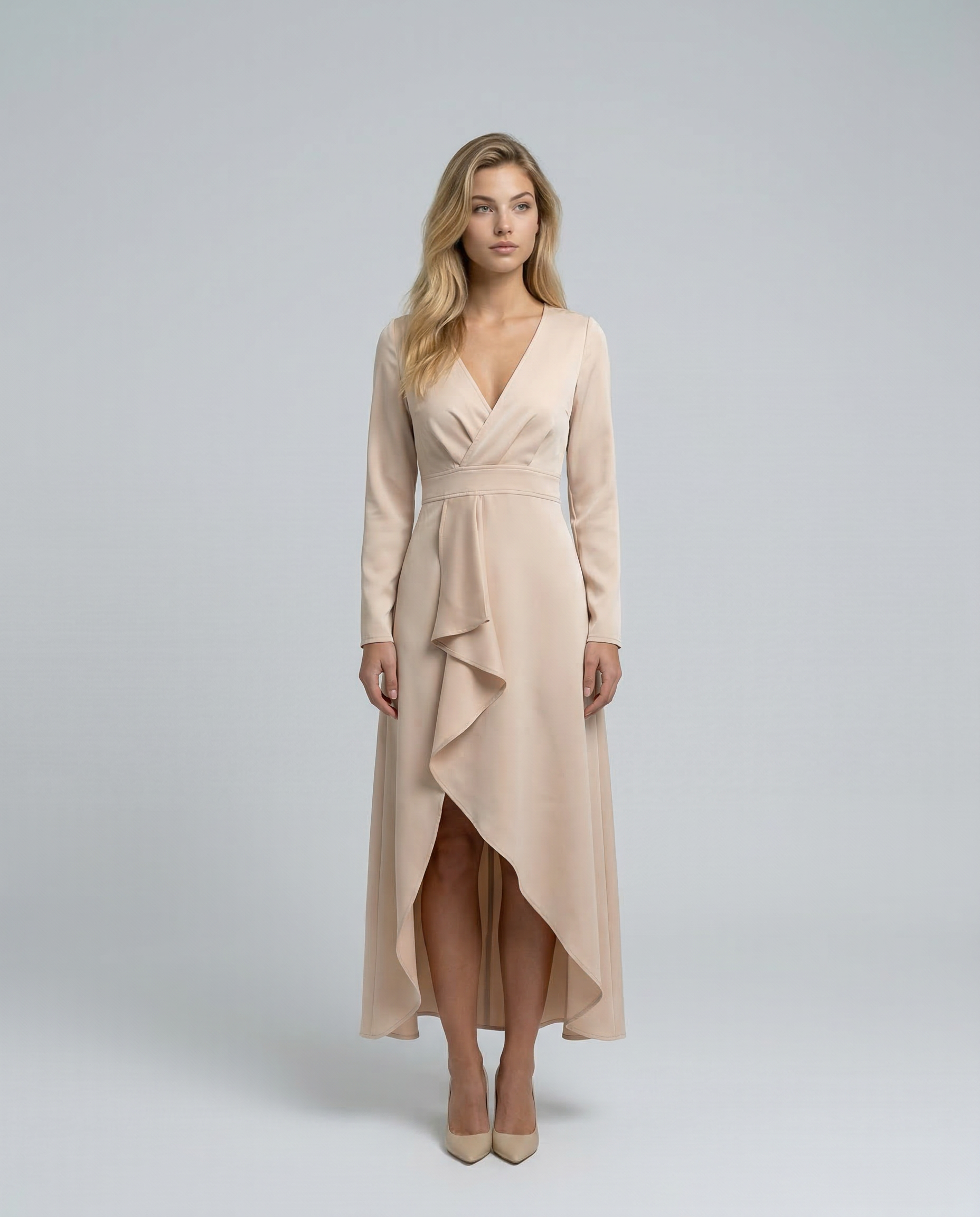 Charlotte | Wrap Midi Dress with Long Sleeves