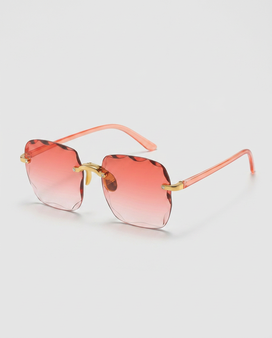 Joann | Rimless Sunglasses with Scalloped Gradient Lenses