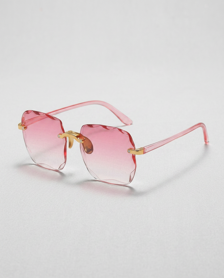 Joann | Rimless Sunglasses with Scalloped Gradient Lenses