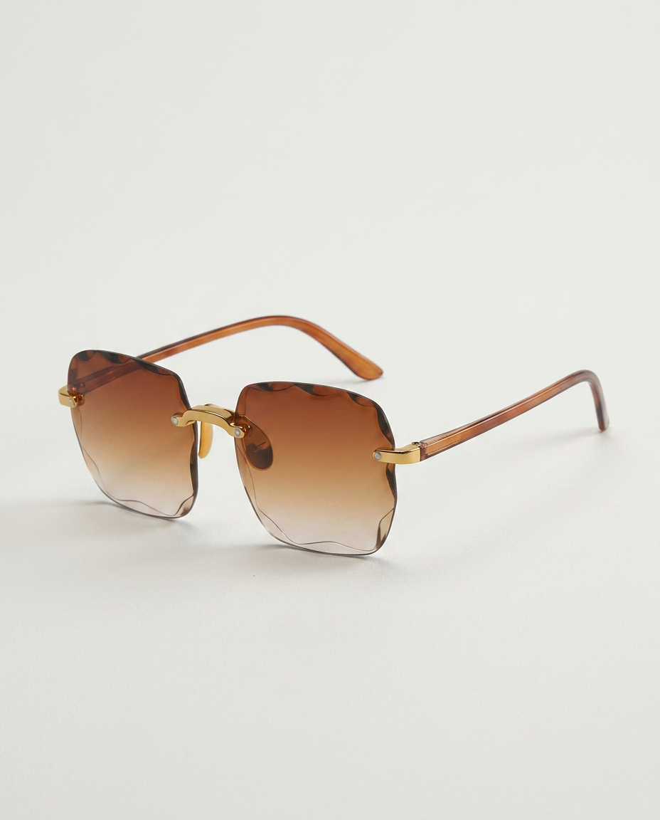 Joann | Rimless Sunglasses with Scalloped Gradient Lenses
