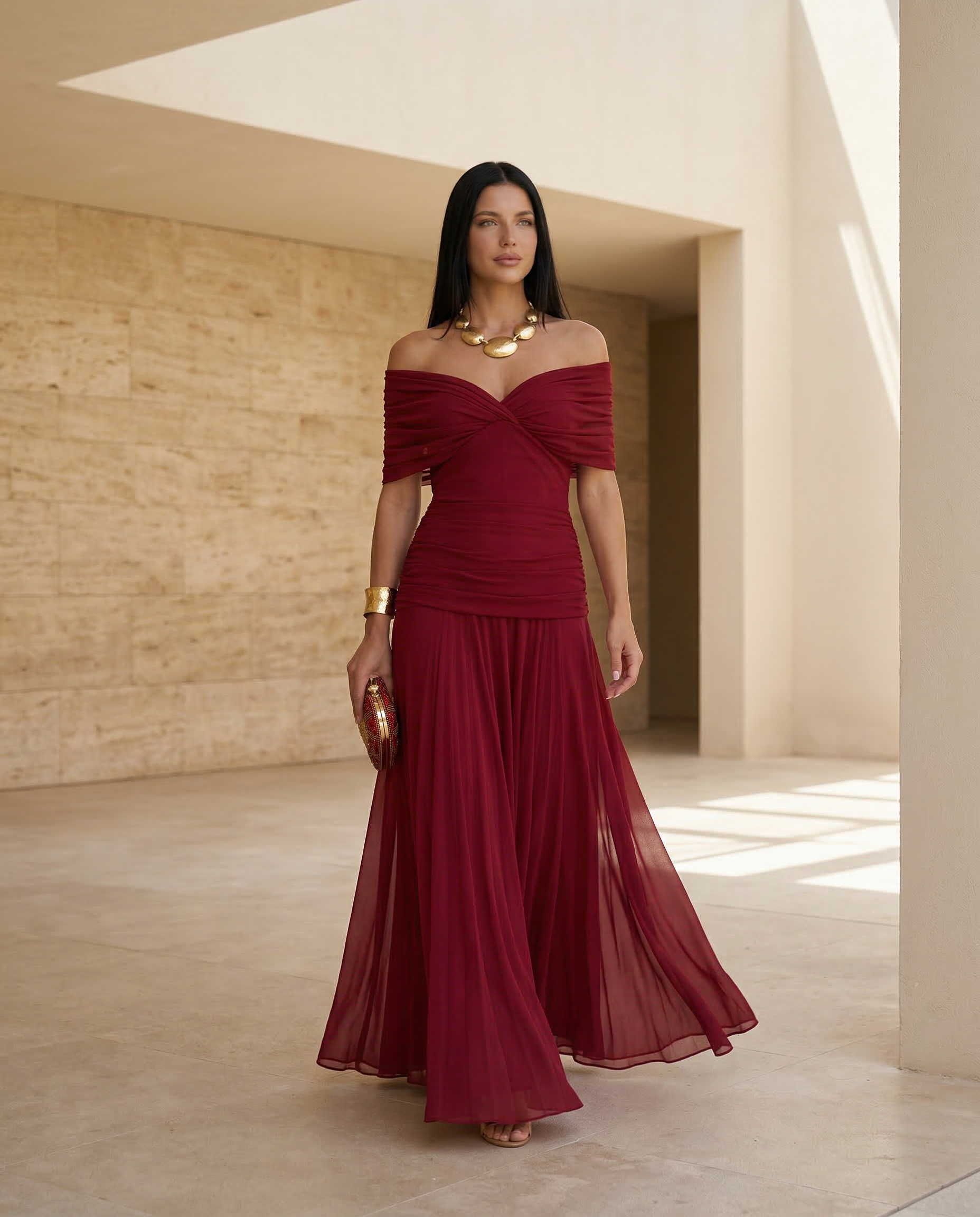 Eloria | Maxi Dress with Draped V-Neck
