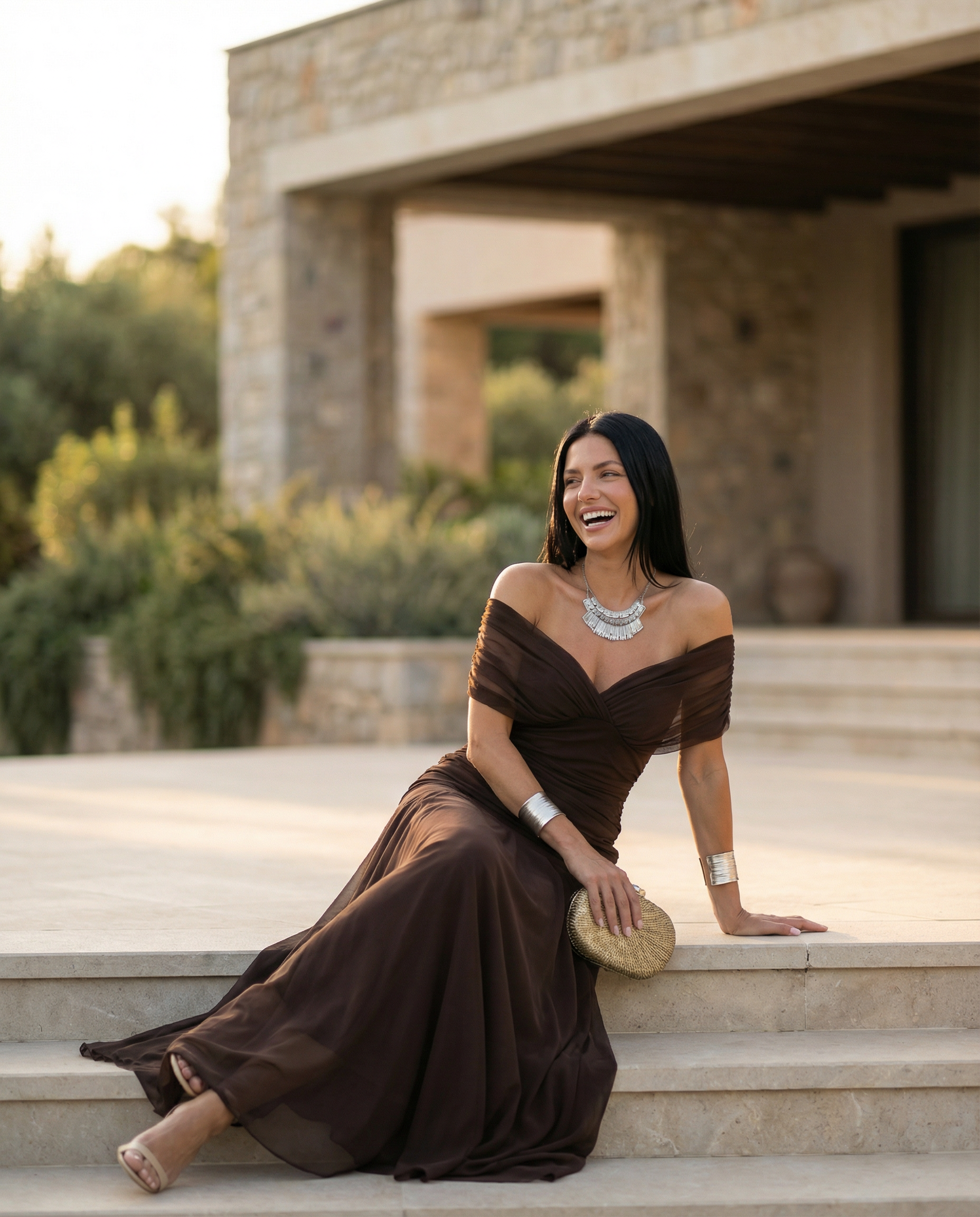 Eloria | Maxi Dress with Draped V-Neck