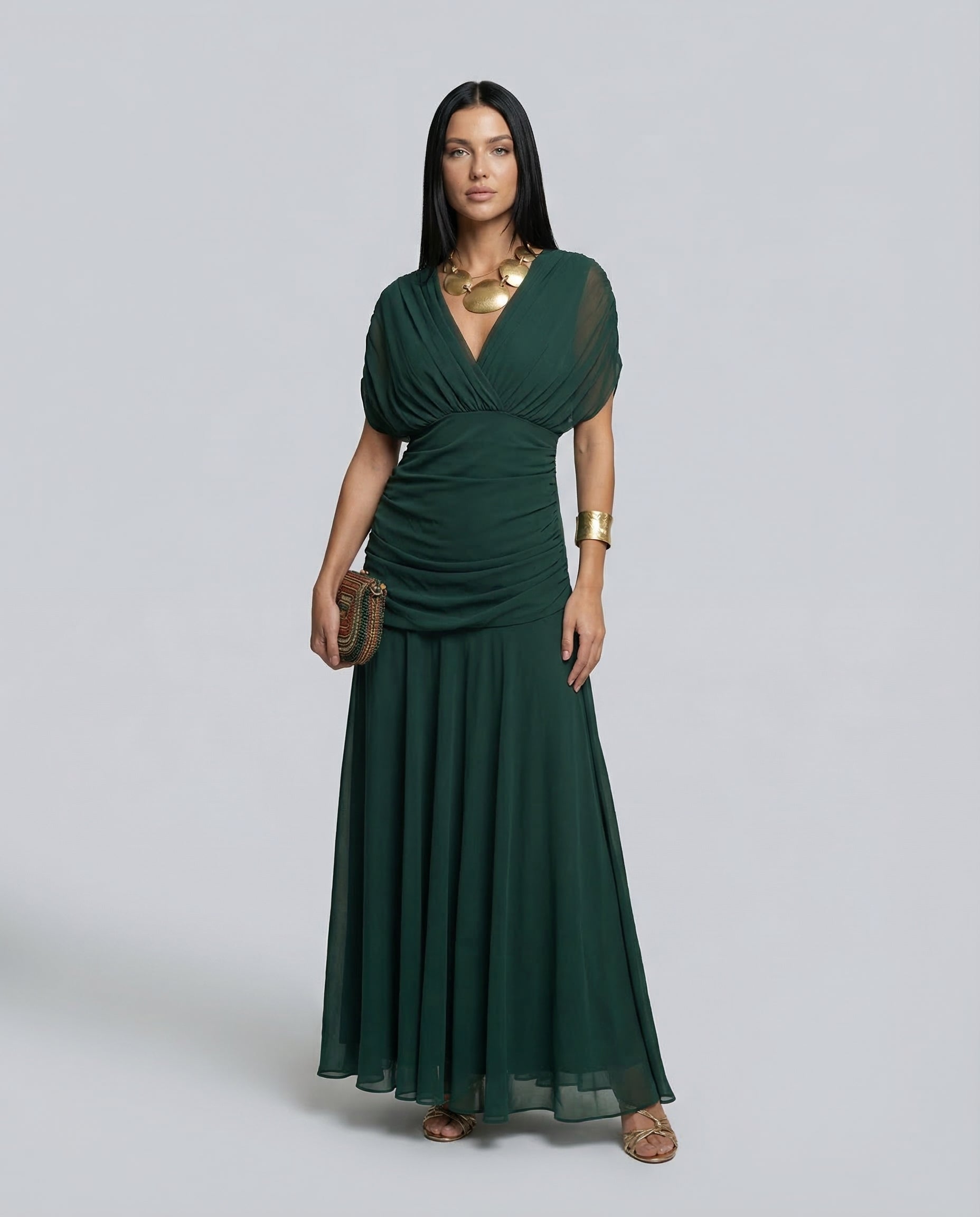Eloria | Maxi Dress with Draped V-Neck