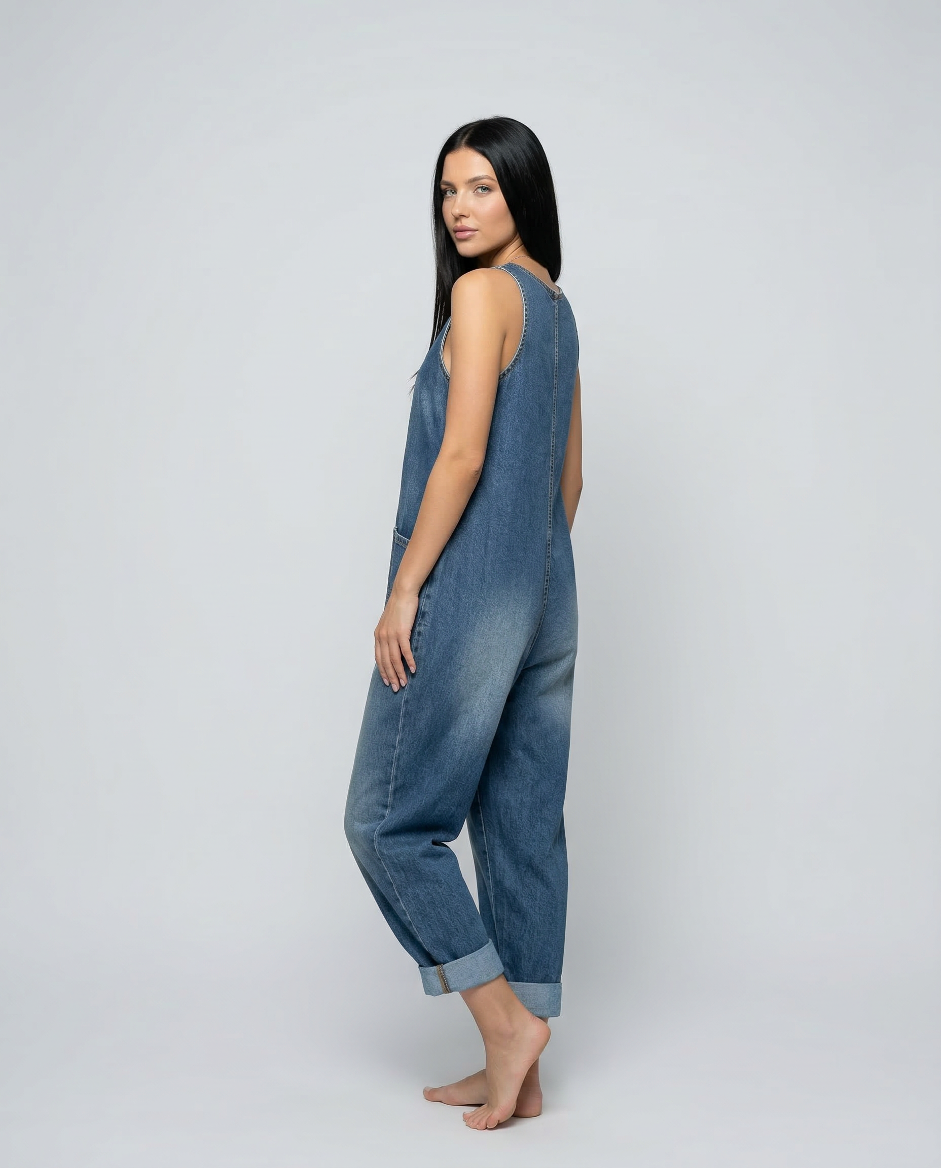 Abigail | Denim Jumpsuit with Button Front