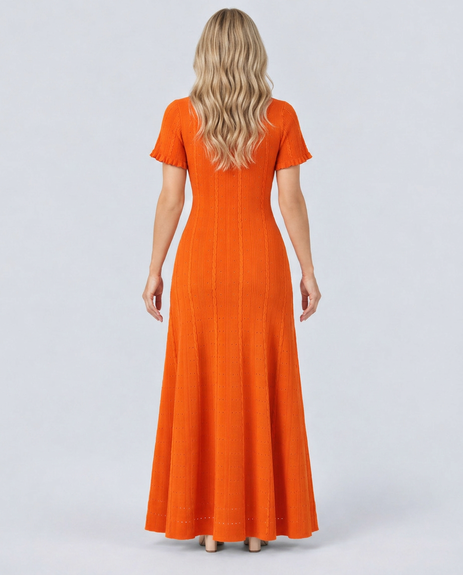 Amelie | Pointelle Knit Button Front Maxi Dress