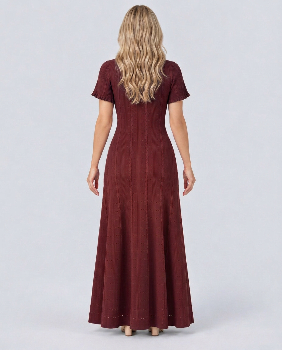 Amelie | Pointelle Knit Button Front Maxi Dress