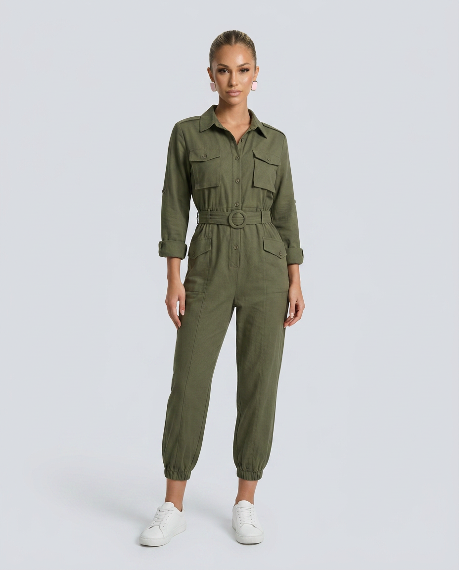 Arden | Cargo Jumpsuit with Belted Waist