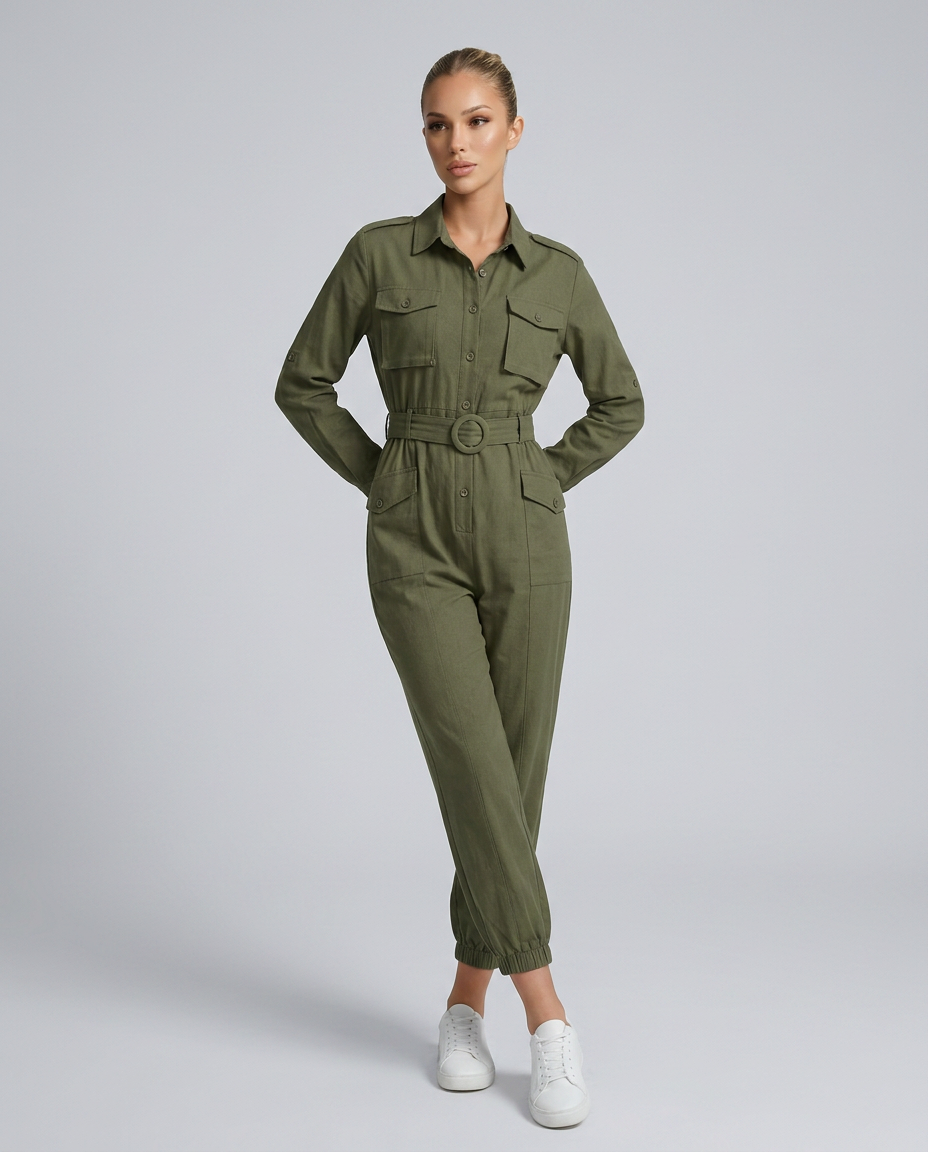 Arden | Cargo Jumpsuit with Belted Waist