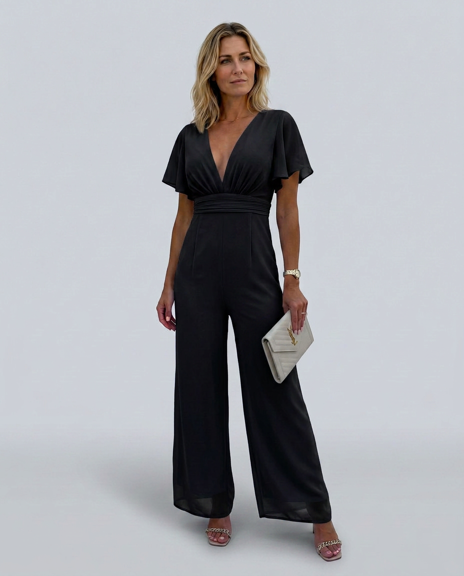 Lawanda | Wide-Leg Jumpsuit with Deep V-Neck