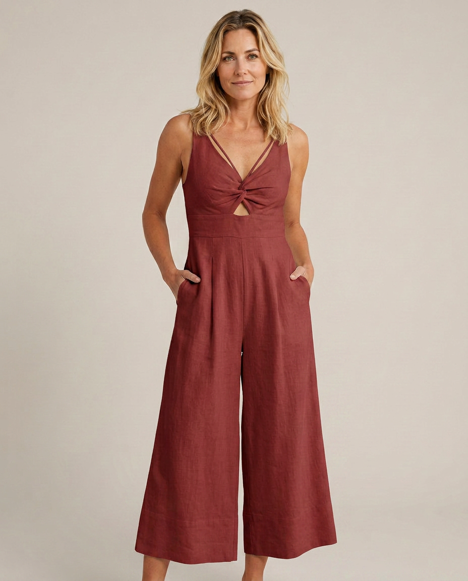 Lea | Sleeveless Wide-Leg Jumpsuit with V-Neck Detail