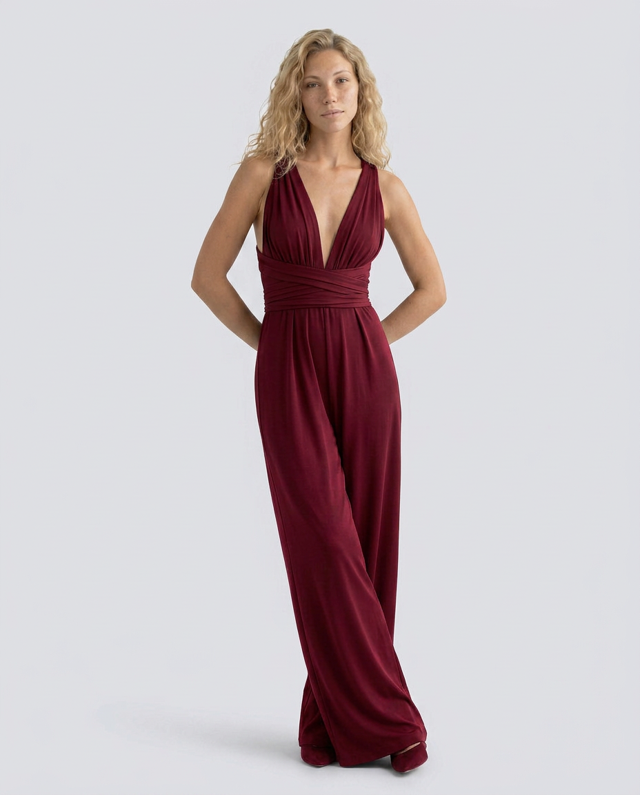 Keri | Satin-Style Jumpsuit with Halter Neck Detail