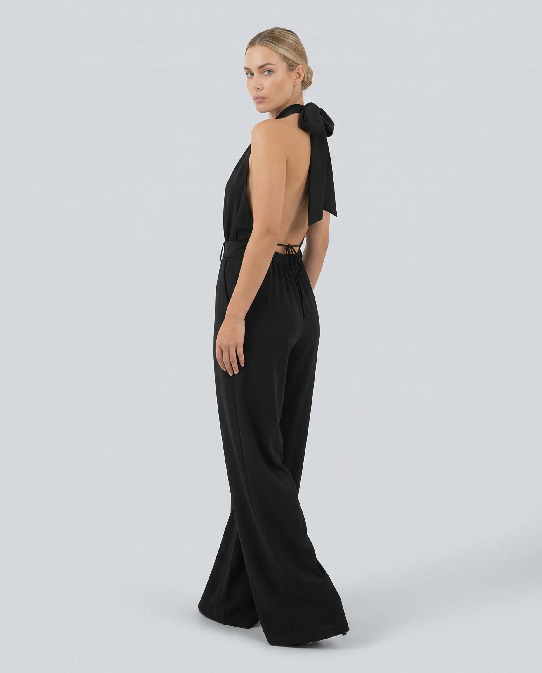 Isabella | V-Neck Ruched Wide-Leg Jumpsuit