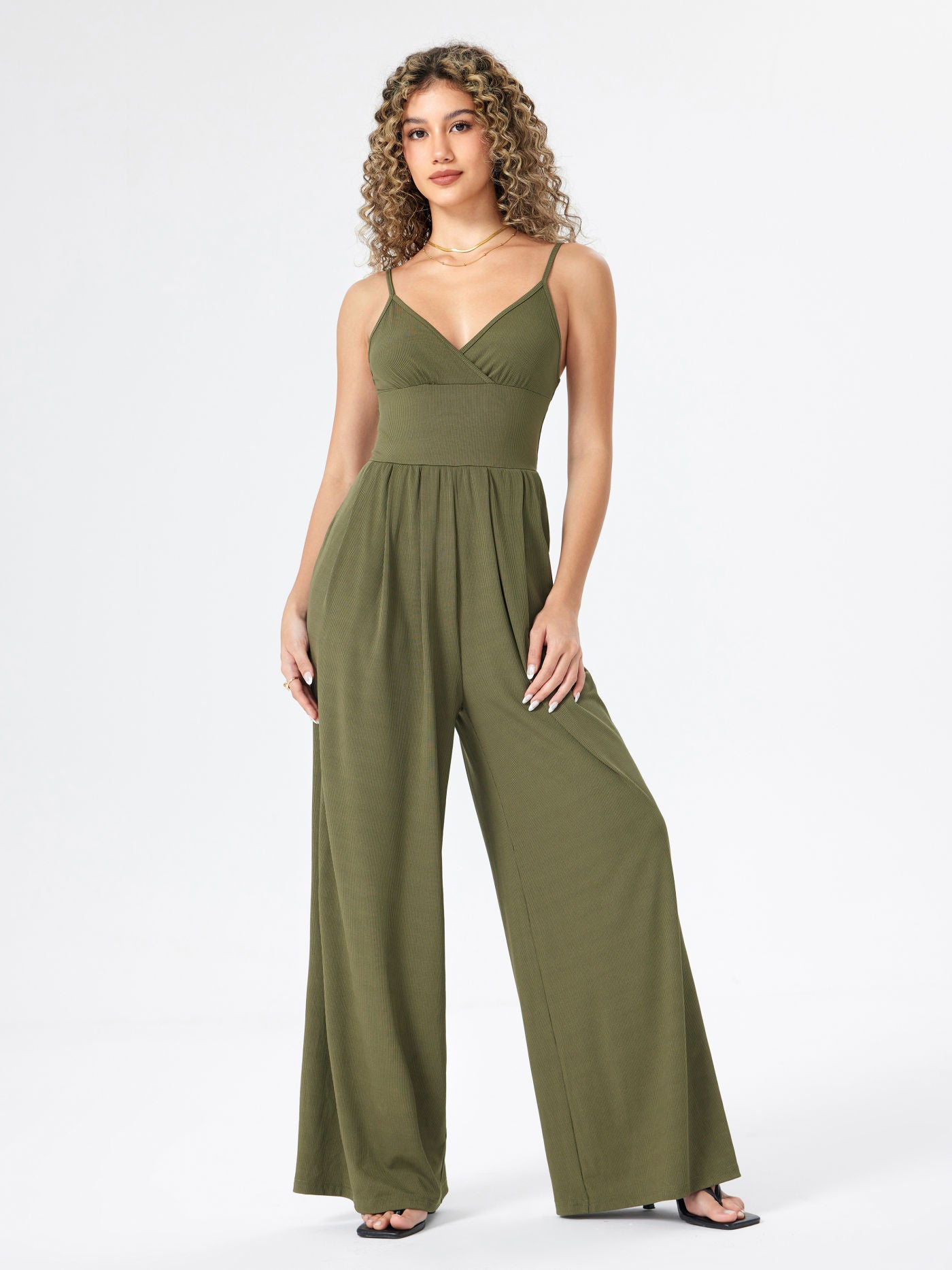 Jasmine | V-neck Cami Wide Leg Jumpsuit
