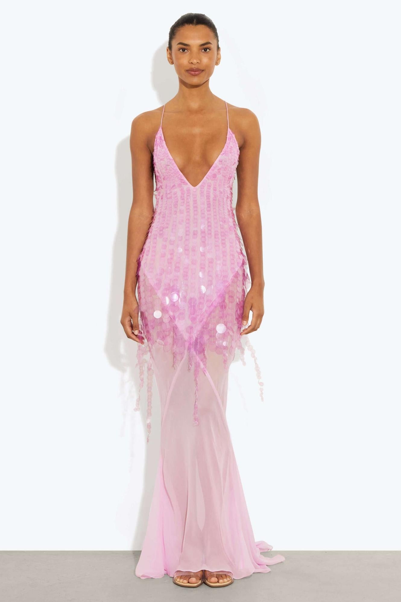 Delphine | Sequin V-Neck Sleeveless Maxi Dress