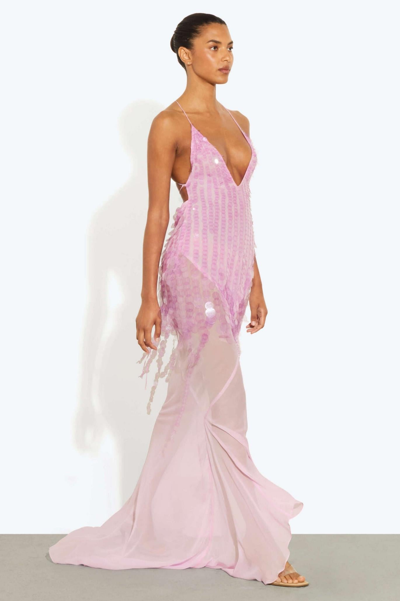 Delphine | Sequin V-Neck Sleeveless Maxi Dress