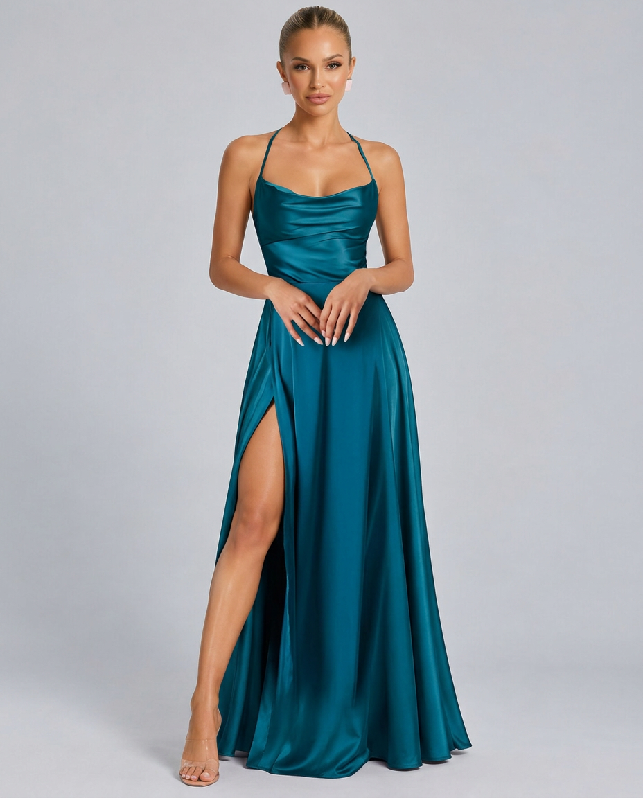 Tatum | Spaghetti Strap High Slit Evening Maxi Dress