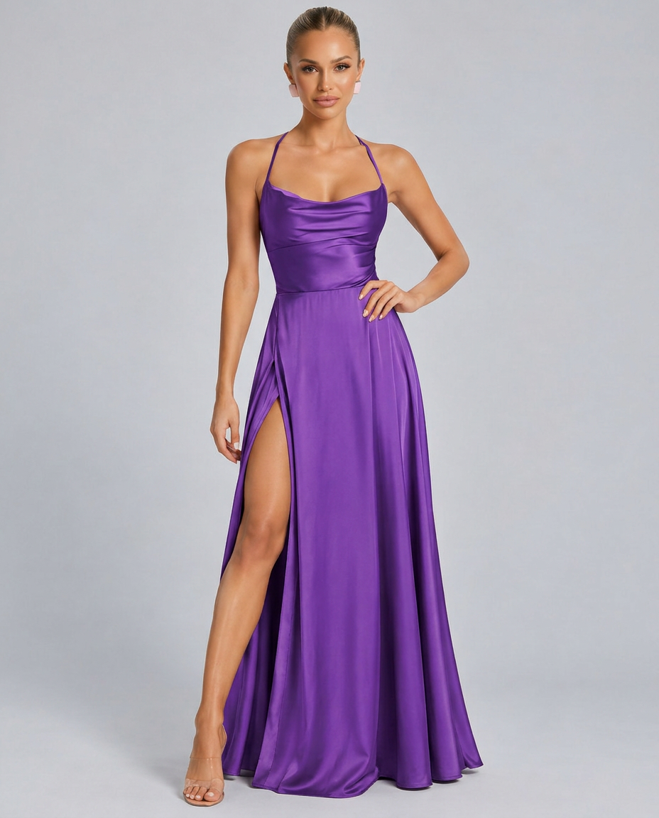 Tatum | Spaghetti Strap High Slit Evening Maxi Dress