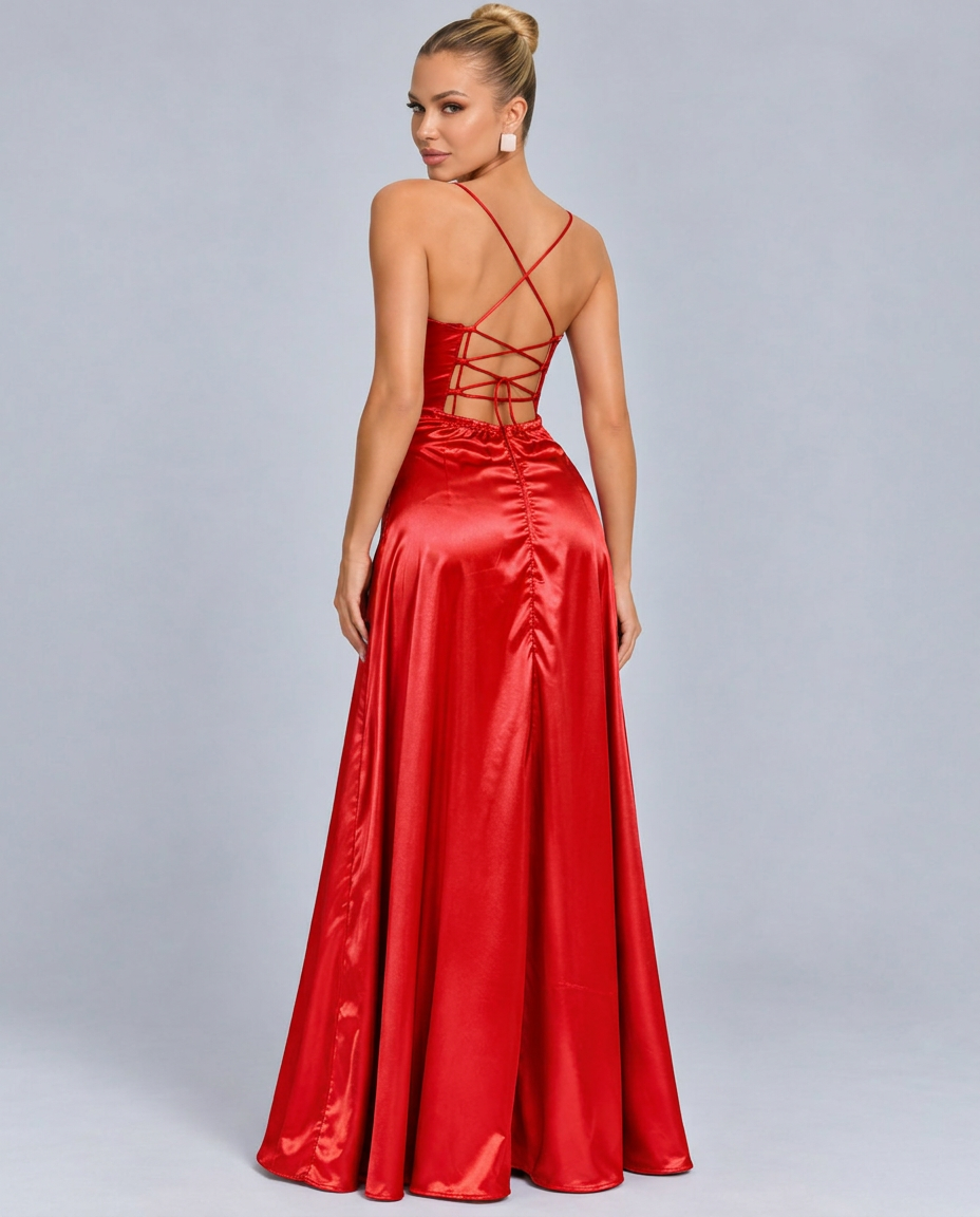 Tatum | Spaghetti Strap High Slit Evening Maxi Dress