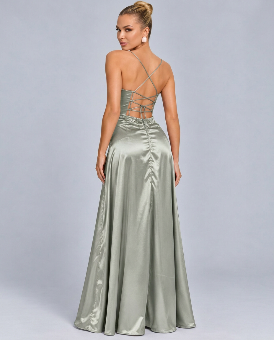 Tatum | Spaghetti Strap High Slit Evening Maxi Dress