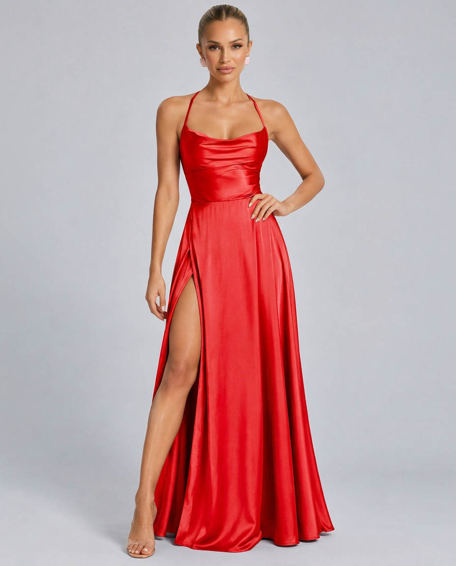 Tatum | Spaghetti Strap High Slit Evening Maxi Dress