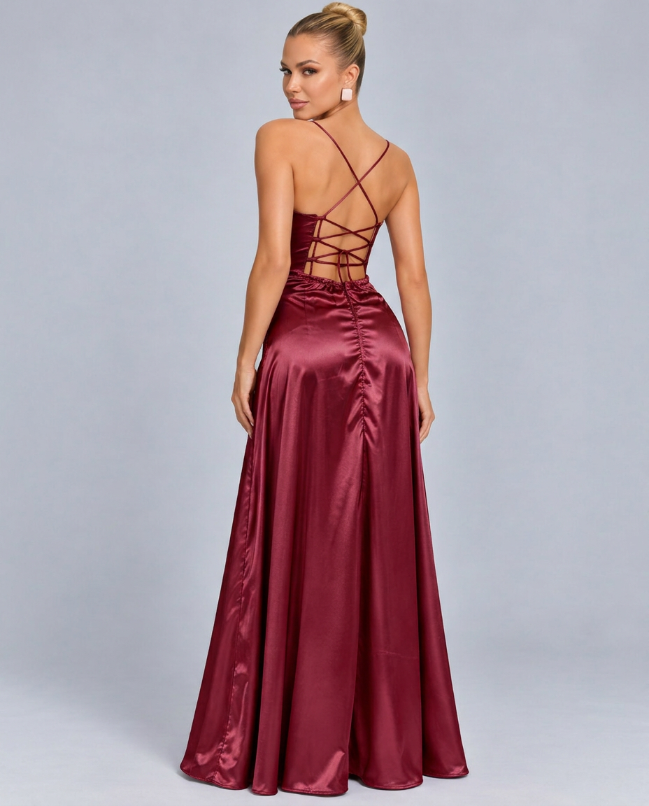 Tatum | Spaghetti Strap High Slit Evening Maxi Dress