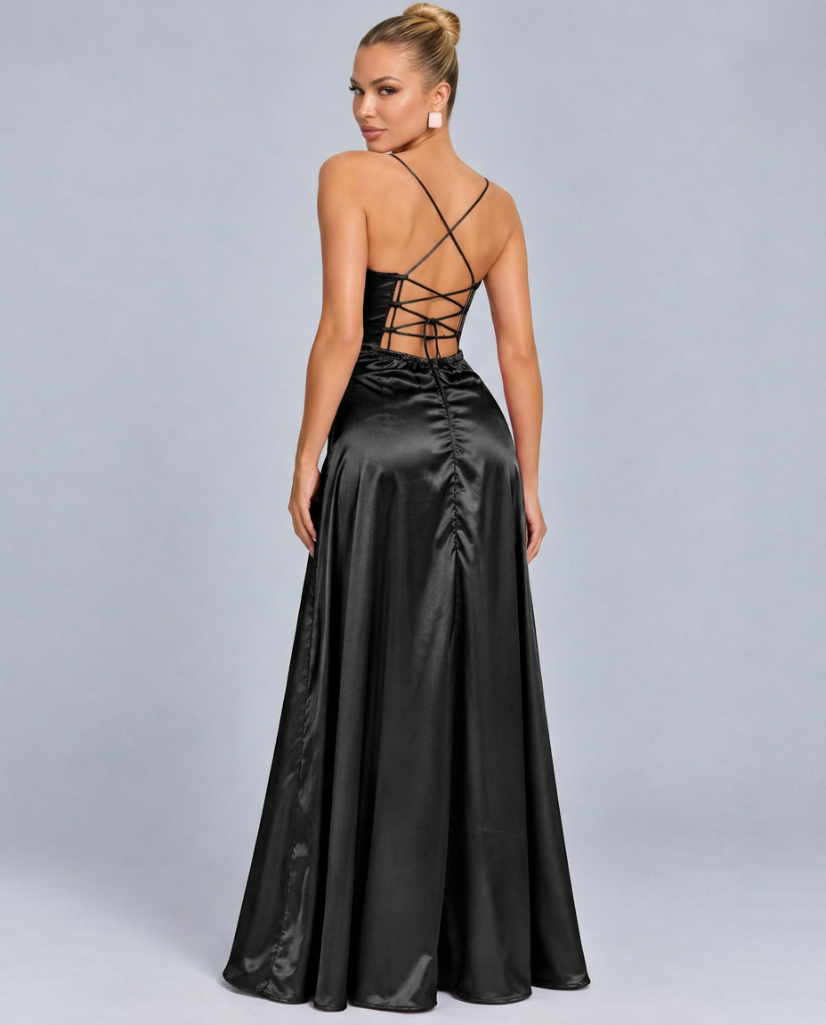 Tatum | Spaghetti Strap High Slit Evening Maxi Dress