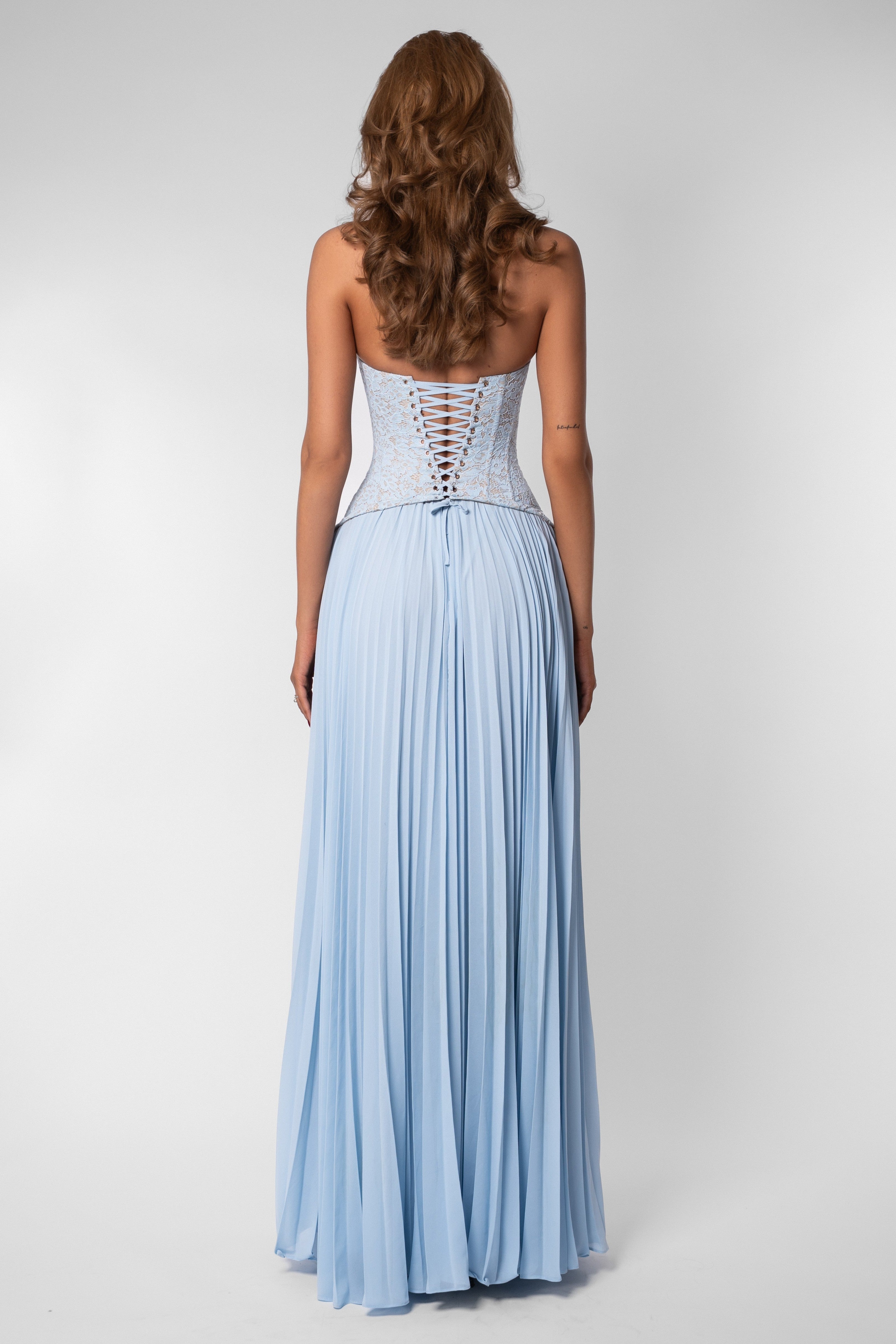 Seraphina | Sweetheart Lace Splicing Pleated Maxi Dress