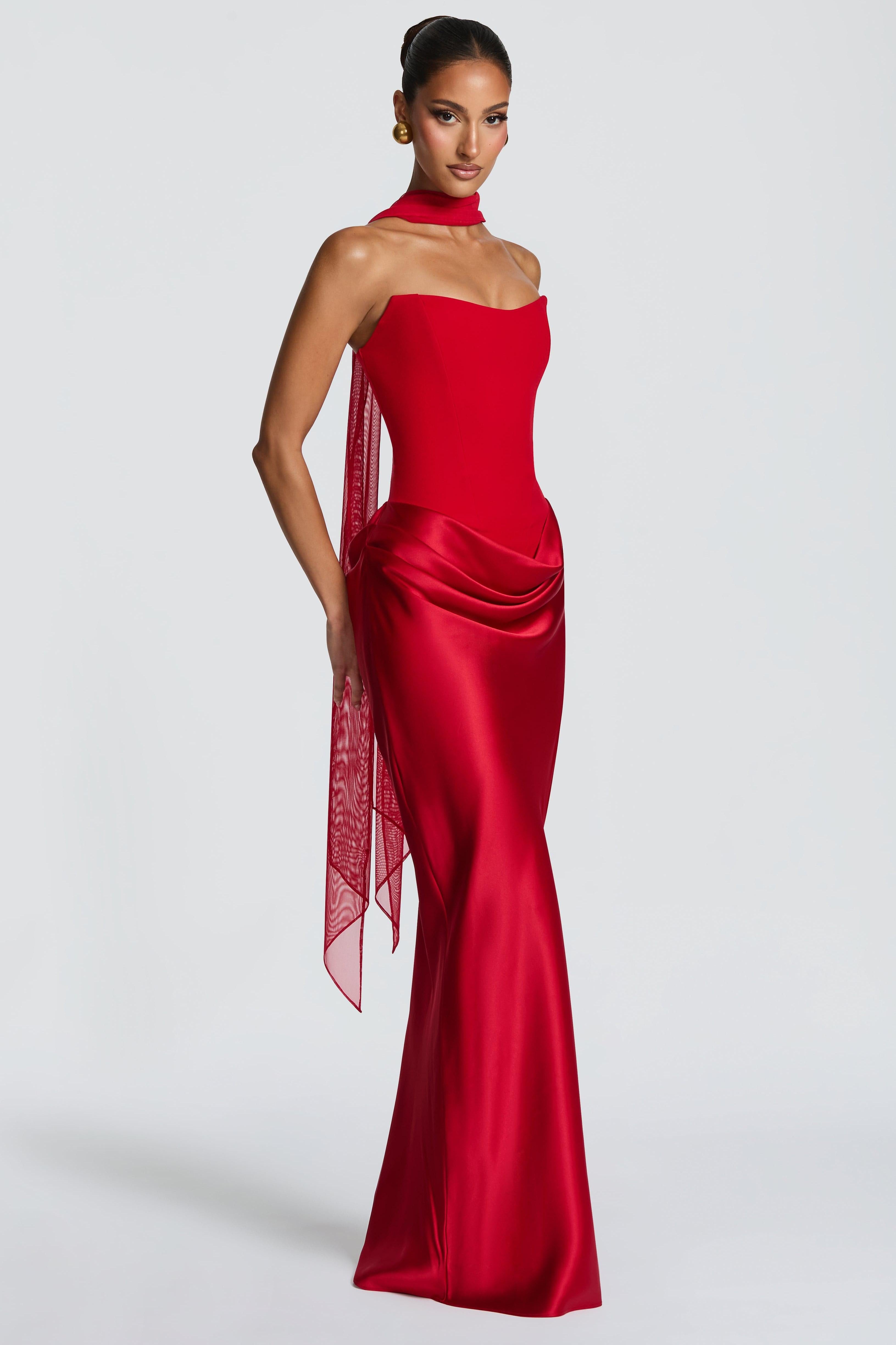 Selene | Satin-Look Tie-Up Maxi Dress