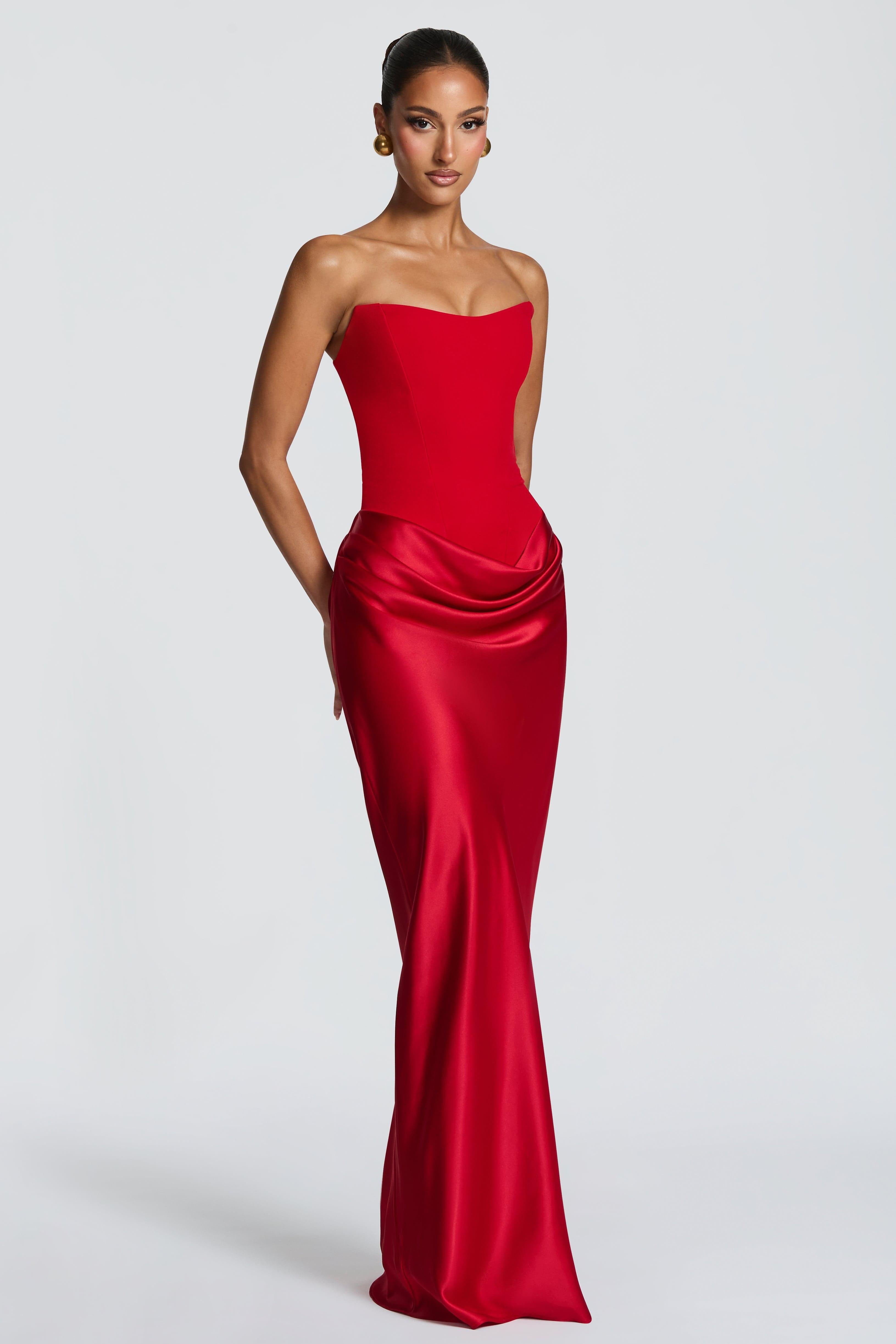 Lena | Satin-Look Tie-Up Maxi Dress